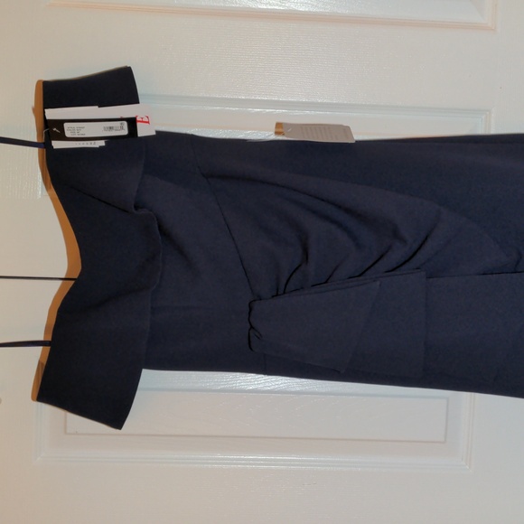 NEW with tags Nordstrom Ruched Off the Shoulder Crepe Gown in Navy - Picture 8 of 16
